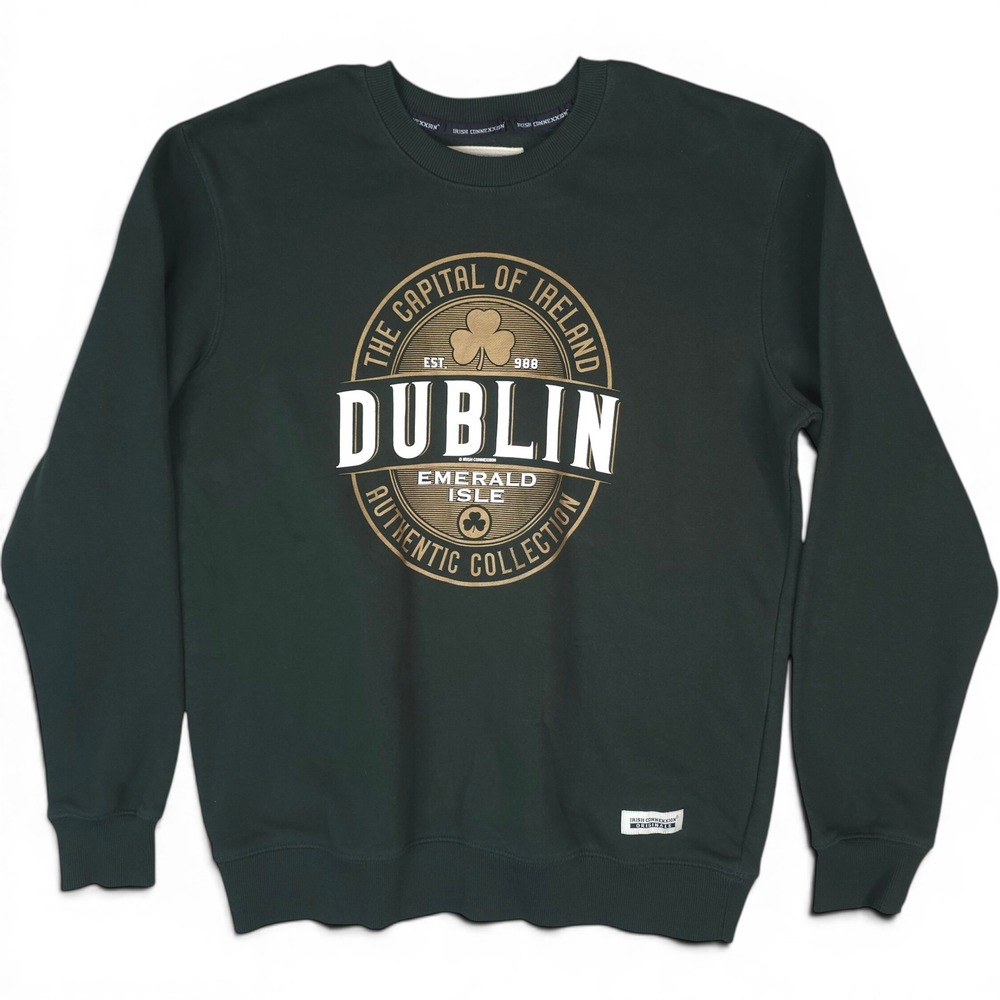 Irish Connexxion Dublin Sweatshirt‎ Mens Medium Green Graphic Emerald Isle Crew